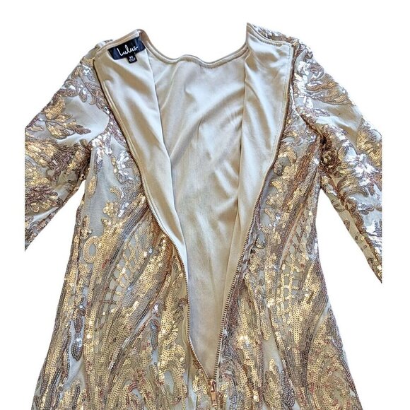 LULUS Mirasol Rose Gold Sequin Long Sleeve Bodycon Mini Dress Size XS - Picture 5 of 9
